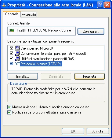 rete dinamica dhcp windows XP