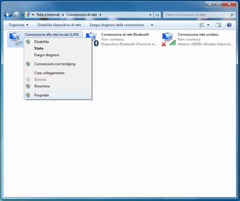 rete dinamica dhcp windows 7