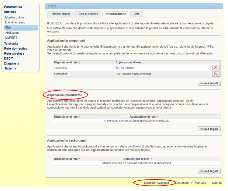 Come configurare EOLO router per gaming: configuazione fritz.box  filtri