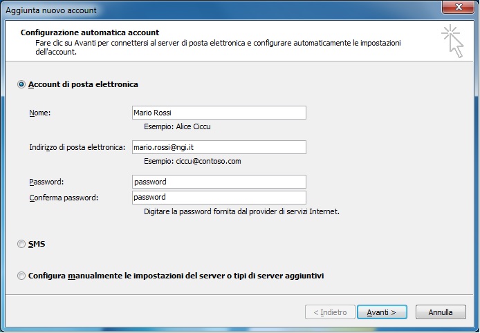 configurare email outlook
