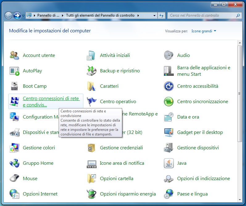 rete dinamica dhcp windows 7