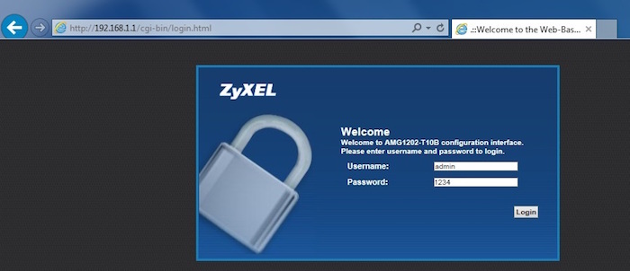 configurare router zyxel AMG 1202