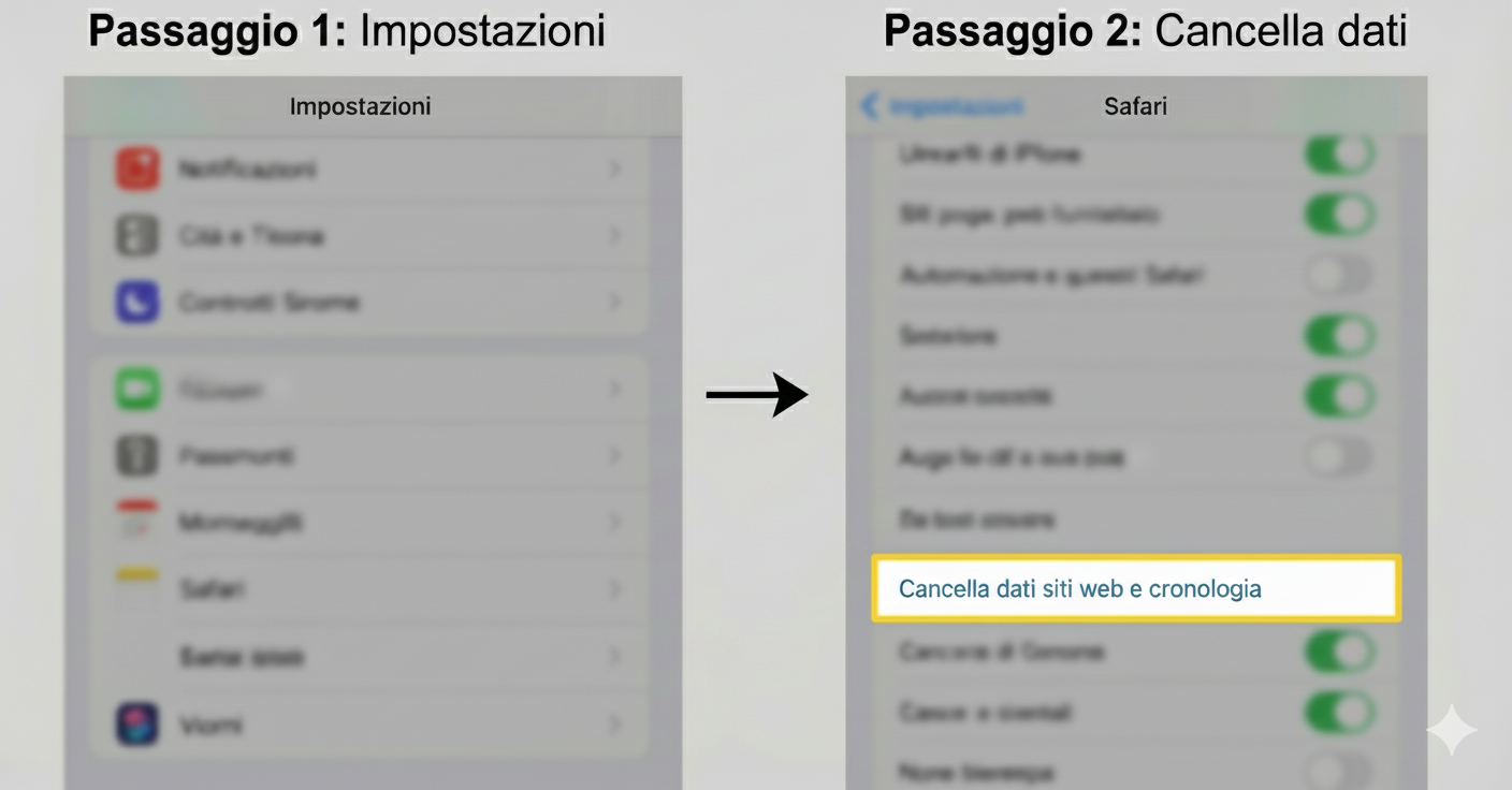 Cancella dati siti web e cronologia iphone Cancella dati siti web e cronologia iphone