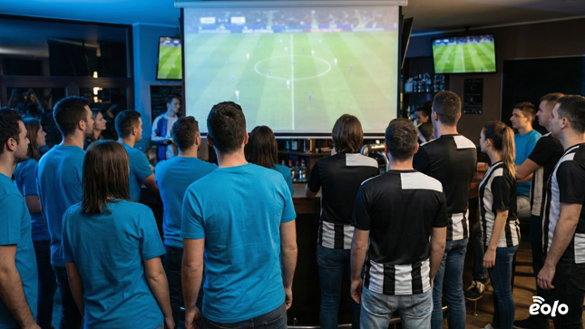 gruppo di ragazzi guarda partita di calcio gruppo di ragazzi guarda partita di calcio