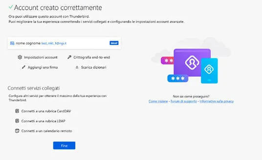 Account creato Thunderbird
