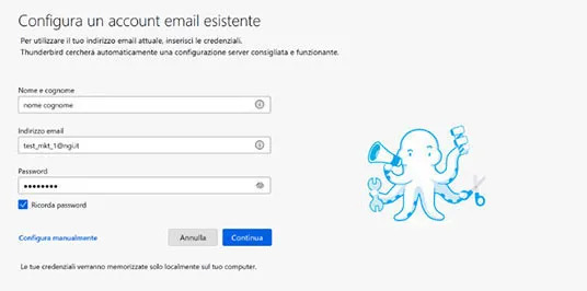 Configura account Thunderbird