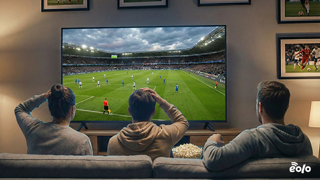 famiglia guarda partita in tv